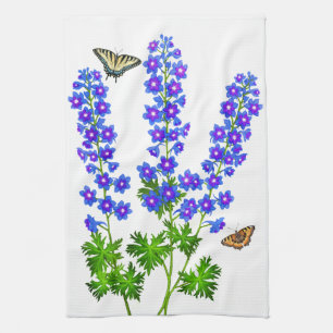 Linge De Cuisine Le pied-d'alouette bleu de delphinium fleurit le