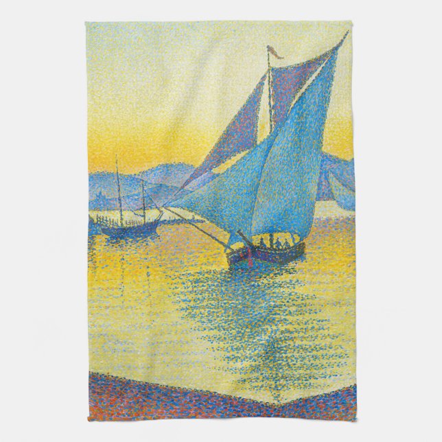Linge De Cuisine Le port au coucher du soleil, Signac (Vertical)