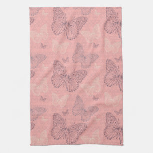 Linge De Cuisine Le rose de papillon
