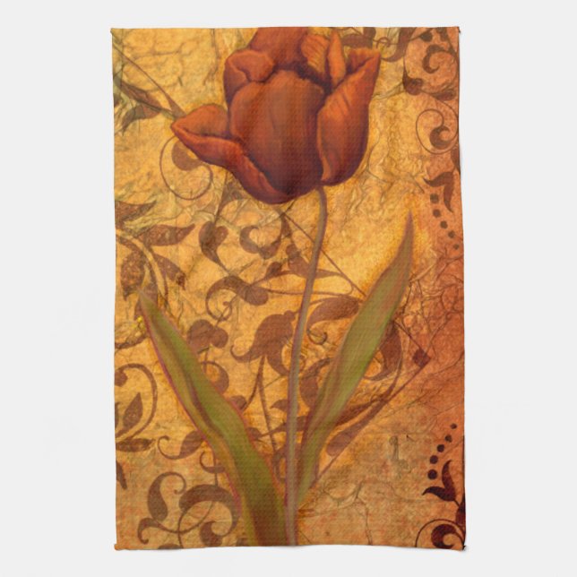 Linge De Cuisine Le rouge fleurit II (Vertical)