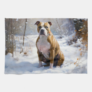 Linge De Cuisine Le Staffordshire Américain Laisser Neige Noël