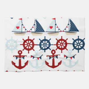 Linge De Cuisine Le thème nautique d'été ancre des barres de