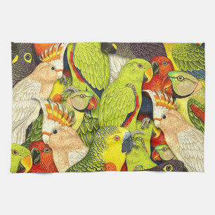 Linge De Cuisine Le vert lunatique de nature Parrots le motif