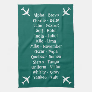 Linge De Cuisine Leçon de vol Alphabet phonétique Aero Plane Spotte