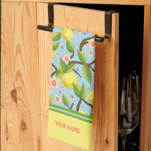 Linge De Cuisine Lemon Votre Nom Jaune Fun Floral Plutôt