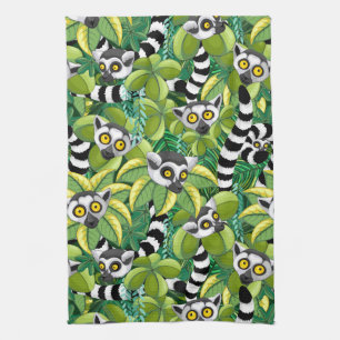 Linge De Cuisine Lemurs of Madagascar in Exotic Jungle