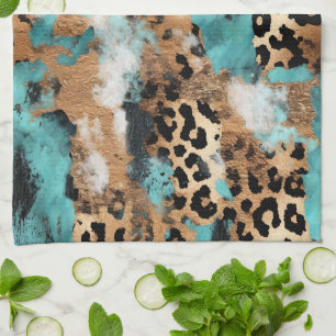 Linge De Cuisine Léopard Noir Turquoise