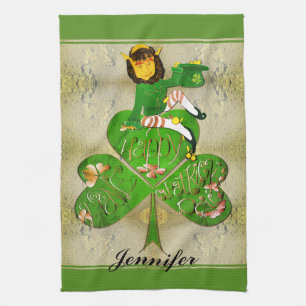 Linge De Cuisine Leprechaun Shamrock "Happy St. Patrick's" Cuisine