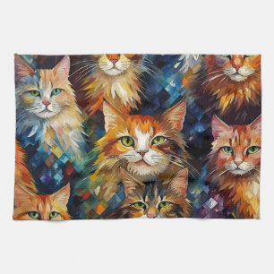 Linge De Cuisine Les chats face aux animaux Art