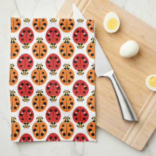 Linge De Cuisine Les coccinelles en orange et rouge