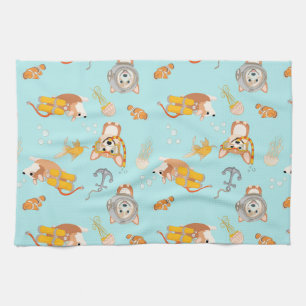 Linge De Cuisine Les Corgis Plongent Dans Le Motif Océanique