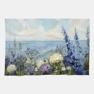 Linge De Cuisine Les fleurs et la peinture sur la mer