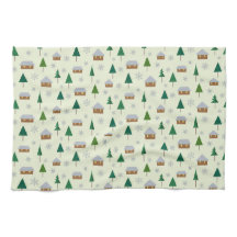 Les flocons de neige et les sapins