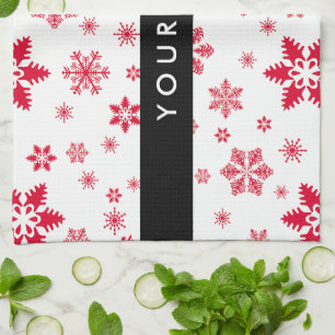 Linge De Cuisine Les flocons rouges, Votre nom, Personnalisez