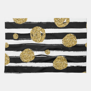 Linge De Cuisine Les parties scintillantes d'or de Faux pointillent