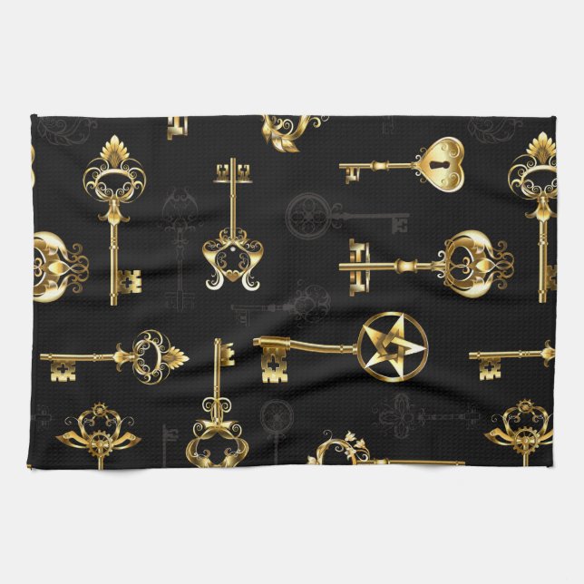 Linge De Cuisine Les Patters de Seamless avec Golden Keys (Horizontal)