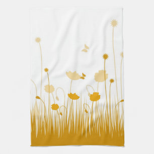 Linge De Cuisine Les pavots minimalistes orange et blancs pré flora