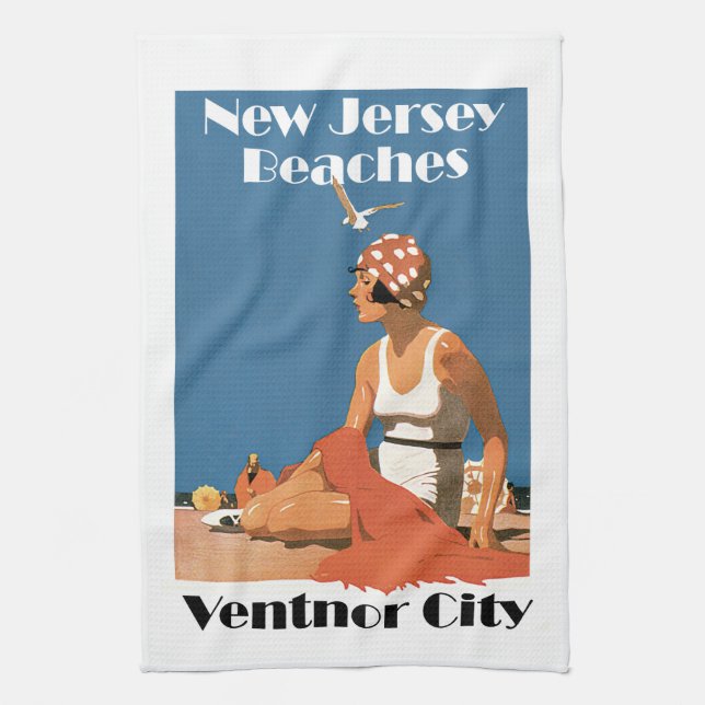 Linge De Cuisine Les plages du New Jersey ~ Ventnor City (Vertical)