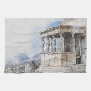 Linge De Cuisine Les ruines des sites antiques aquarelles à Athènes