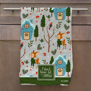 Linge De Cuisine Let it Snow Cute Reindeer Pattern with Green