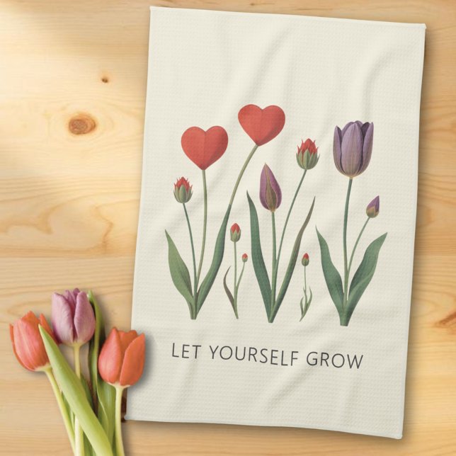 Linge De Cuisine Let Yourself Grow Floral Heart Tulips Art (Créateur téléchargé)