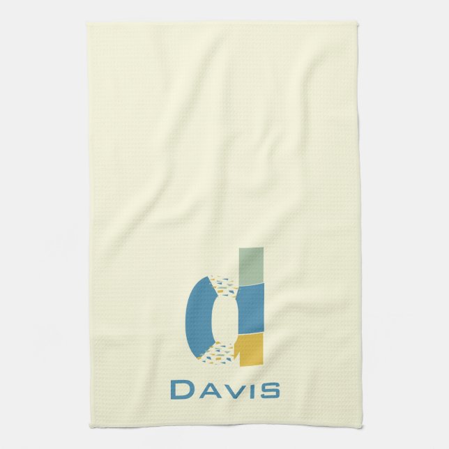 Linge De Cuisine Lettre Abstraite moderne D Monogramme Initiale (Vertical)