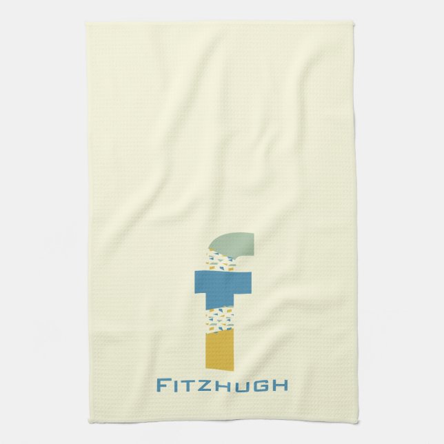 Linge De Cuisine Lettre Abstraite moderne F Monogramme initial (Vertical)