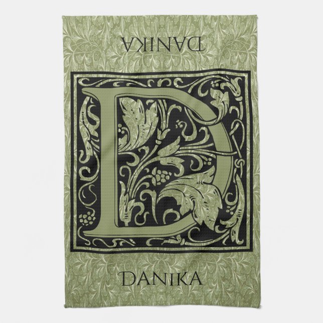 Linge De Cuisine Lettre D Première Lettre Monogramme (Vertical)