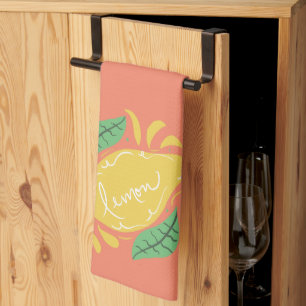 Linge De Cuisine Lettre dessinée à la main Citron Vert Jaune Citrus