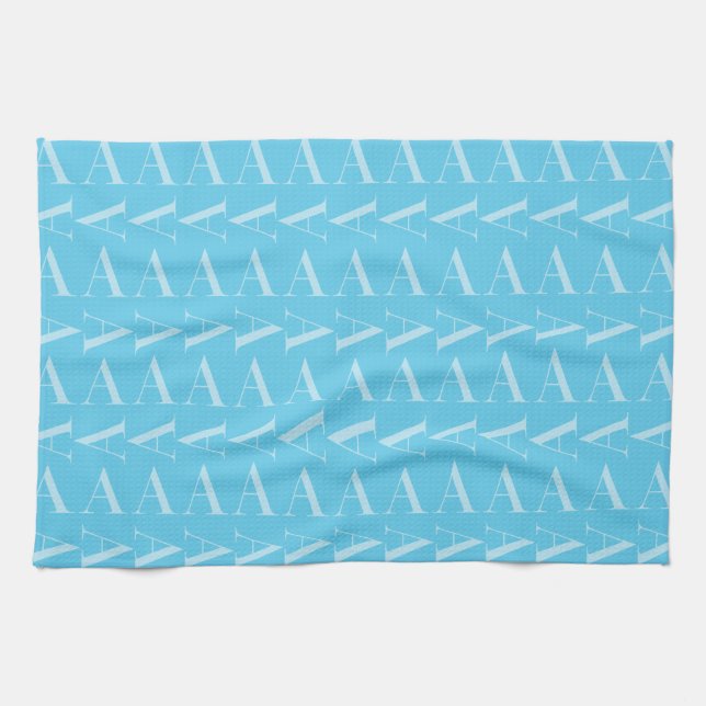 Linge De Cuisine Lettre initiale A, Aqua Blue (Horizontal)