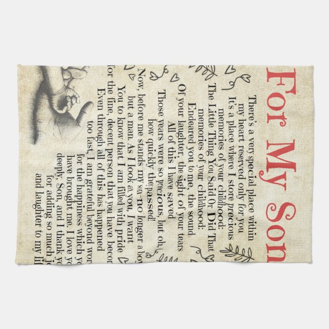 Linge De Cuisine Lettre personnalisée à mon fils, anniversaire (Horizontal)