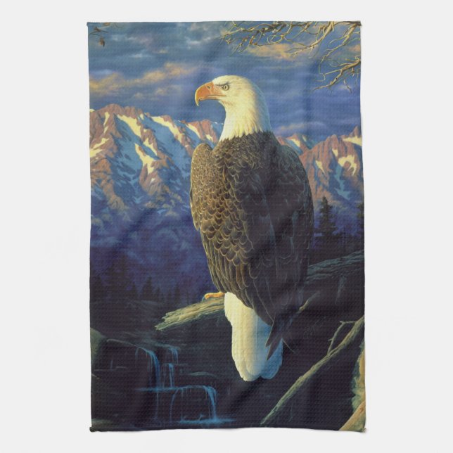 Linge De Cuisine lever du soleil de la montagne American Bald Eagle (Vertical)