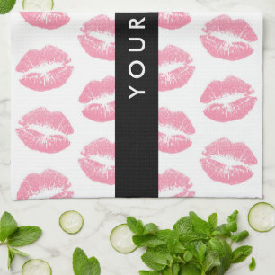 Linge De Cuisine Lèvres Roses, Baiser, Baguette à lèvres, Votre Nom