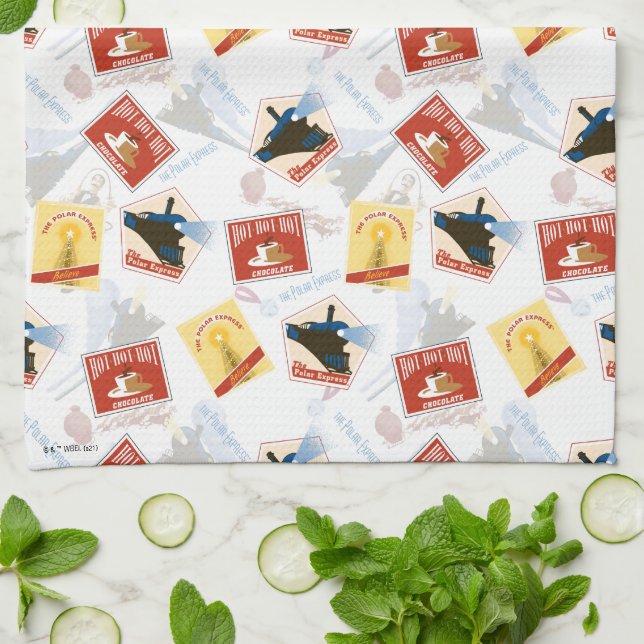 Linge De Cuisine L'Express polaire | Motif d'autocollant rétro (Plié)