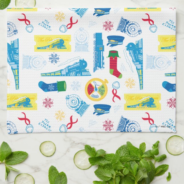 Linge De Cuisine L'Express polaire | Motif d'icône de Noël (Plié)