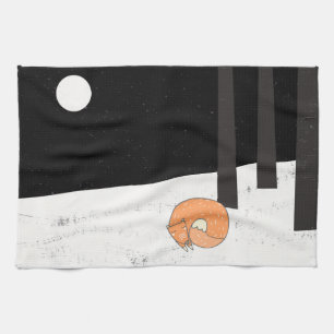 Linge De Cuisine L'hiver - Renard dormant - Illustration