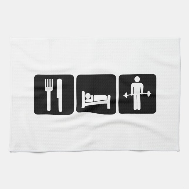 Linge De Cuisine L'homme mangent des poids d'ascenseur de sommeil (Horizontal)