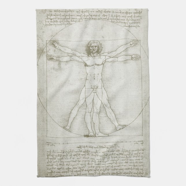 Linge De Cuisine L'homme vitruvien de Léonard de Vinci (Vertical)