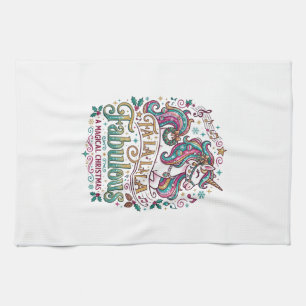 Linge De Cuisine Licorne Fa La La La Fabuleux Fond Blanc Mignon