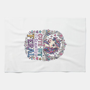 Linge De Cuisine Licorne Mignonne mais Légèrement Féroce Fond Blanc