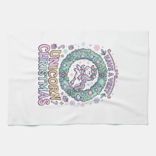 Linge De Cuisine Licorne ont un très Noël Licorne Gras Typogra