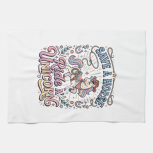 Linge De Cuisine Licorne Sauve un Cheval Monte une Licorne Impressi