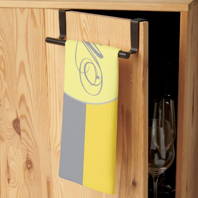 Linge De Cuisine Light Yellow and Soft Gray Customize (Pliage en tiers)