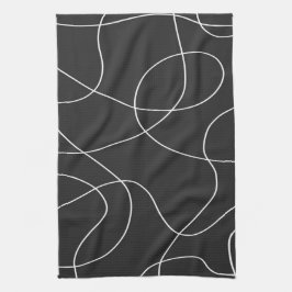 Linge De Cuisine Lignes blanches sur noir