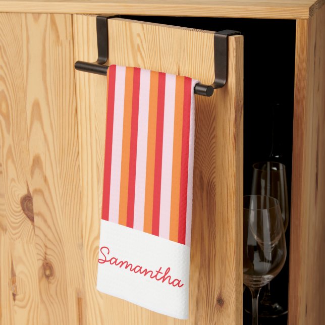 Linge De Cuisine Lignes verticales bandes personnalisées (Pliage en tiers)