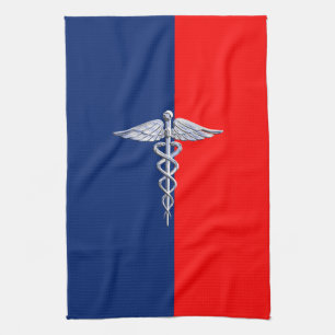 Linge De Cuisine Ligue des symboles médicaux de Silver Caduceus