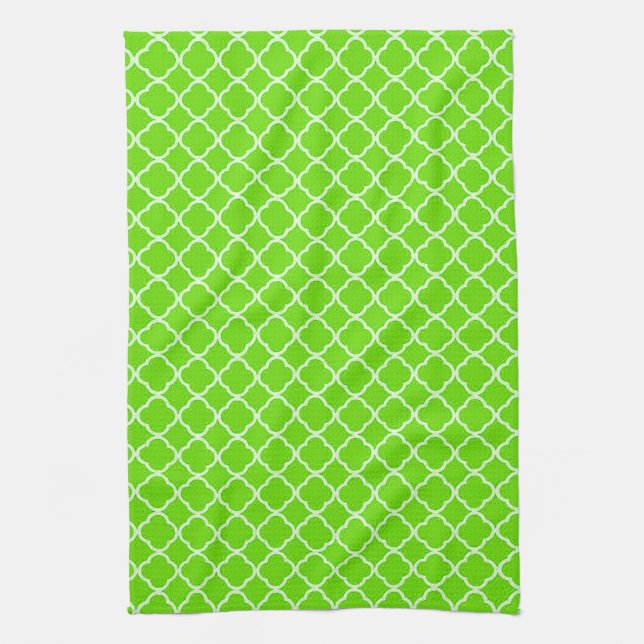 Linge De Cuisine Lime Green Quarterfoil Monogram Cuisine Plat Servi (Vertical)