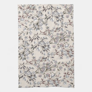 Linge De Cuisine Linge Beige & Gris Élégant Dainty Motif Floral