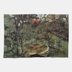 Linge De Cuisine Lion affamé par Henri Rousseau, animal sauvage Vin