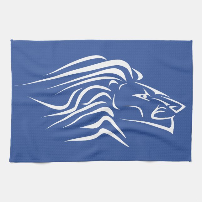 Linge De Cuisine Lion - Blanc - Bleu (Horizontal)